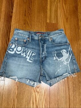 Lucky Legent David Bowie mom high rise short Denim raw Cutoff Shorts button fly